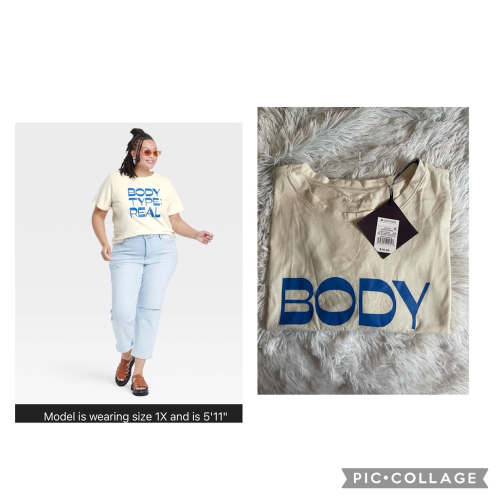 NWT* Women’s Plus Size Short Sleeve T-Shirt - Ava & Viv Cream XXL